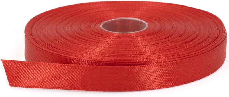 Stuffvisor Red Satin Ribbon Roll, 1/2 inch x 50 Yards, Double Face Solid Color, Thick and Durable, 100% Polyester for Gift Wrapping, Crafts, Hair and Decorations - Image 1
